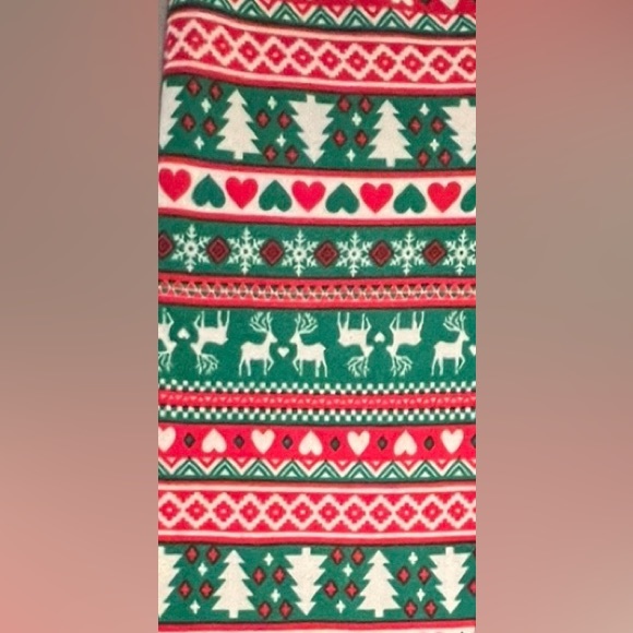Women’s, Christmas Print  Leggings, Red,Grn & White, Reindeer, Fir Trees, Sz. LG - Picture 2 of 8